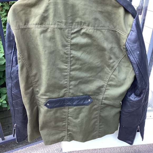 ❤️🇬🇧BNNT CELTIC & CO REAL” leather/cotton biker jacket. US12. UK16. Khaki/blk - Picture 4 of 14